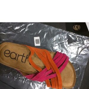 Earth Women's Atlas Sandals Women's Pink Orange Suede Slide A250 size, 7.5